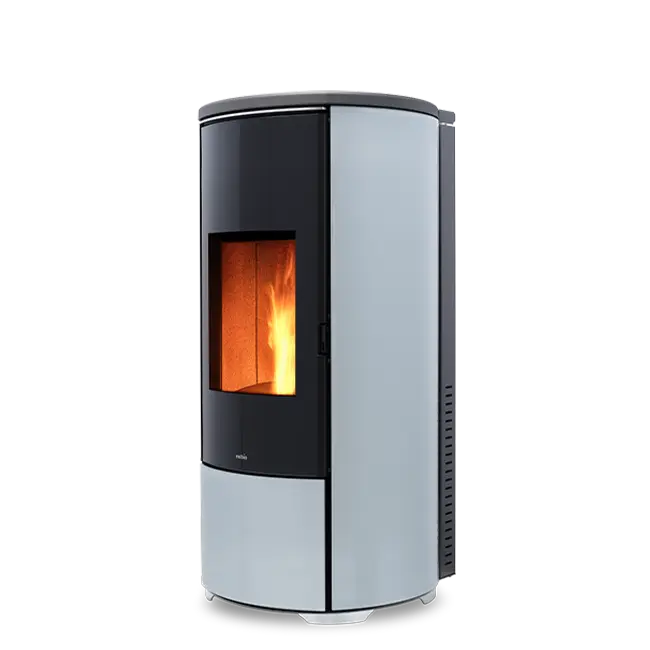 Nobis A8 V Round Top Glass Silver, Pelletofen