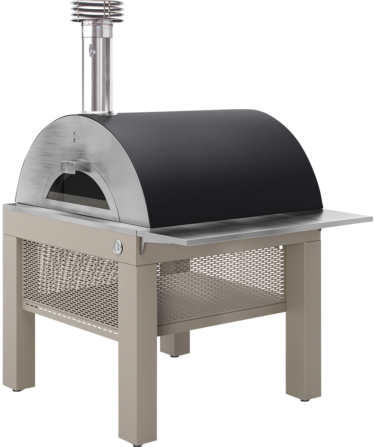Bellagio Pizza- und Brotbackofen 80/80 cm – inkl. Unterbau, Schwarz