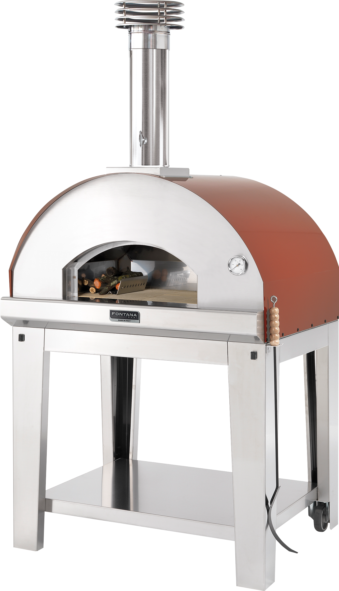 Mangiafuoco Pizza- und Brotbackofen 60/80 cm – Edelstahl, inkl. Unterbau