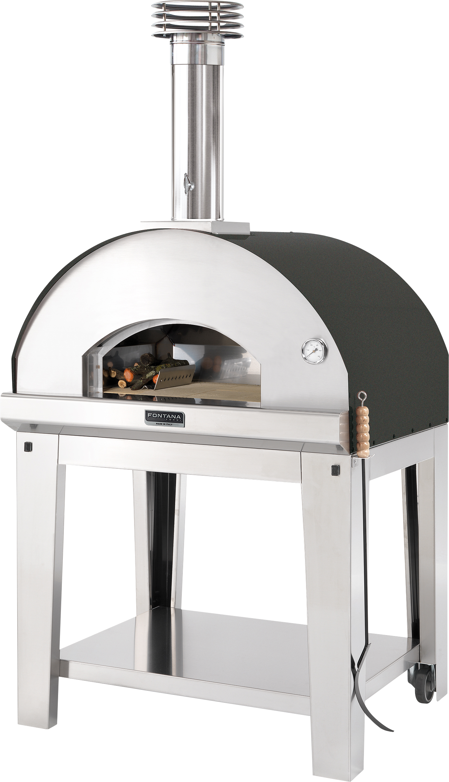 Mangiafuoco Pizza- und Brotbackofen 60/80 cm – Edelstahl, inkl. Unterbau