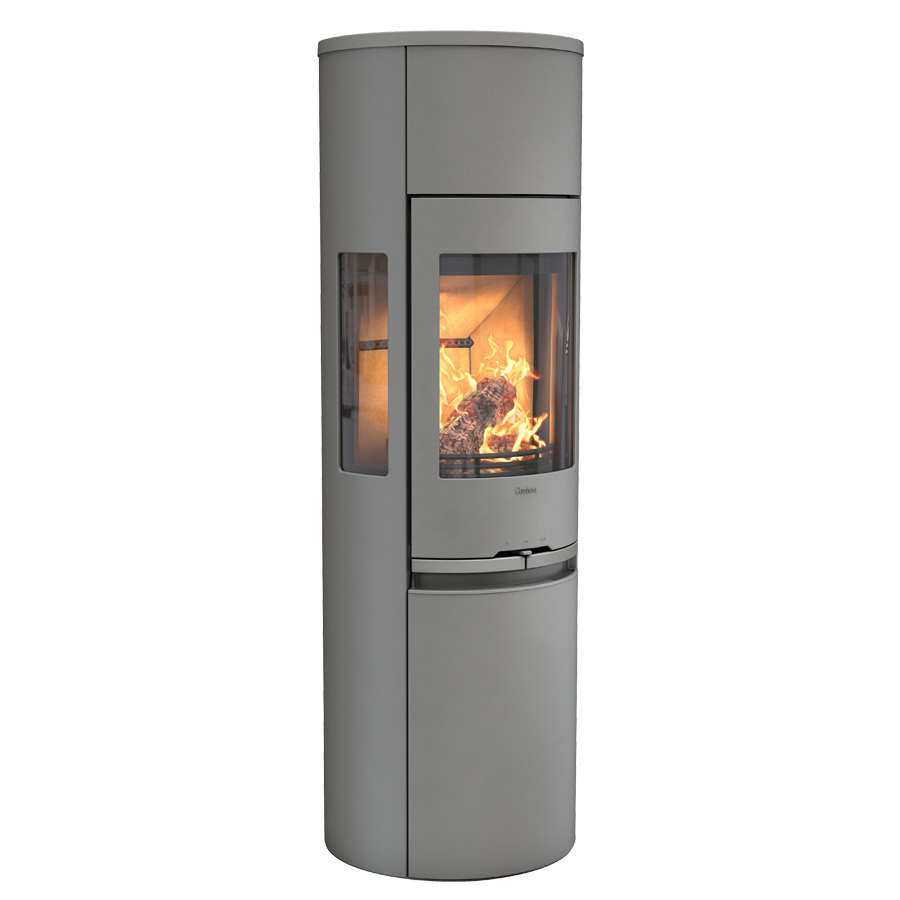 Contura 596 Style, Schwedenofen, Stahl, Gusseisenfront, Aluminium, Grau