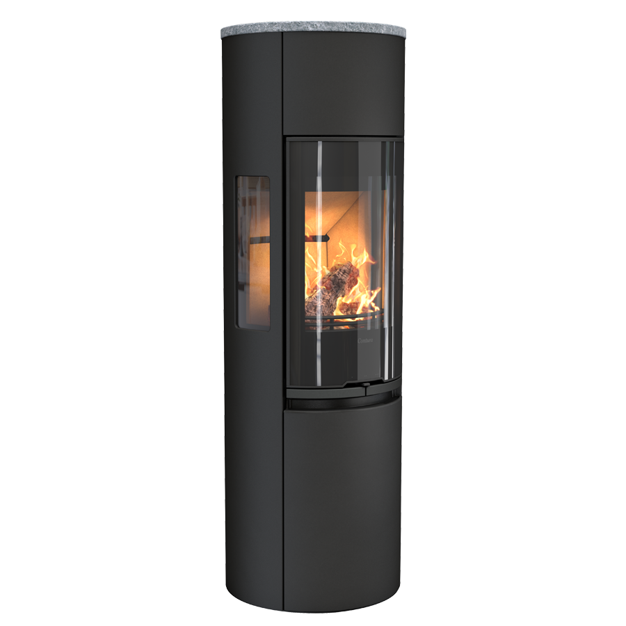 Contura 596 Style, Schwedenofen, Stahl, Glasfront, Speckstein, Schwarz