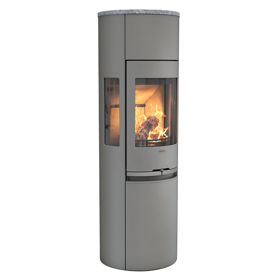 Contura 596 Style, Schwedenofen, Stahl, Gusseisenfront, Speckstein, Grau