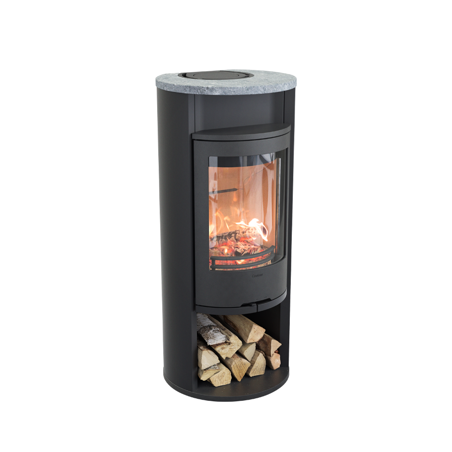 Contura 610 Style, Schwedenofen, Stahl, Gusseisenfront, Speckstein-Abdeckung, Warmhaltefach, Schwarz