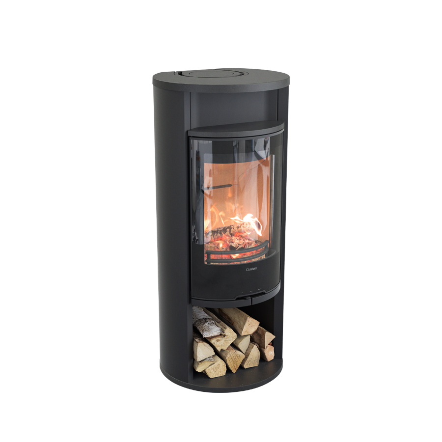 Contura 610 Style, Schwedenofen, Stahl, Glasfront, Aluminium-Abdeckung, Warmhaltefach, Schwarz