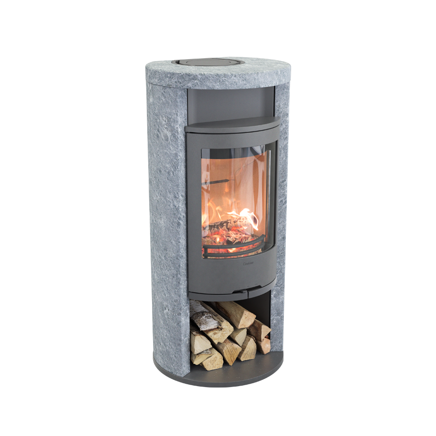 Contura 620 Style, Schwedenofen, Speckstein, Gusseisenfront, Warmhaltefach, Grau