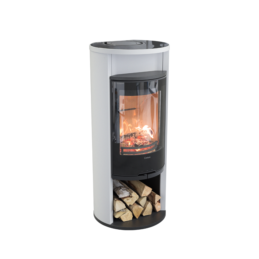 Contura 610 Style, Schwedenofen, Stahl, Glasfront, Glas-Abdeckung, Warmhaltefach, Weiss