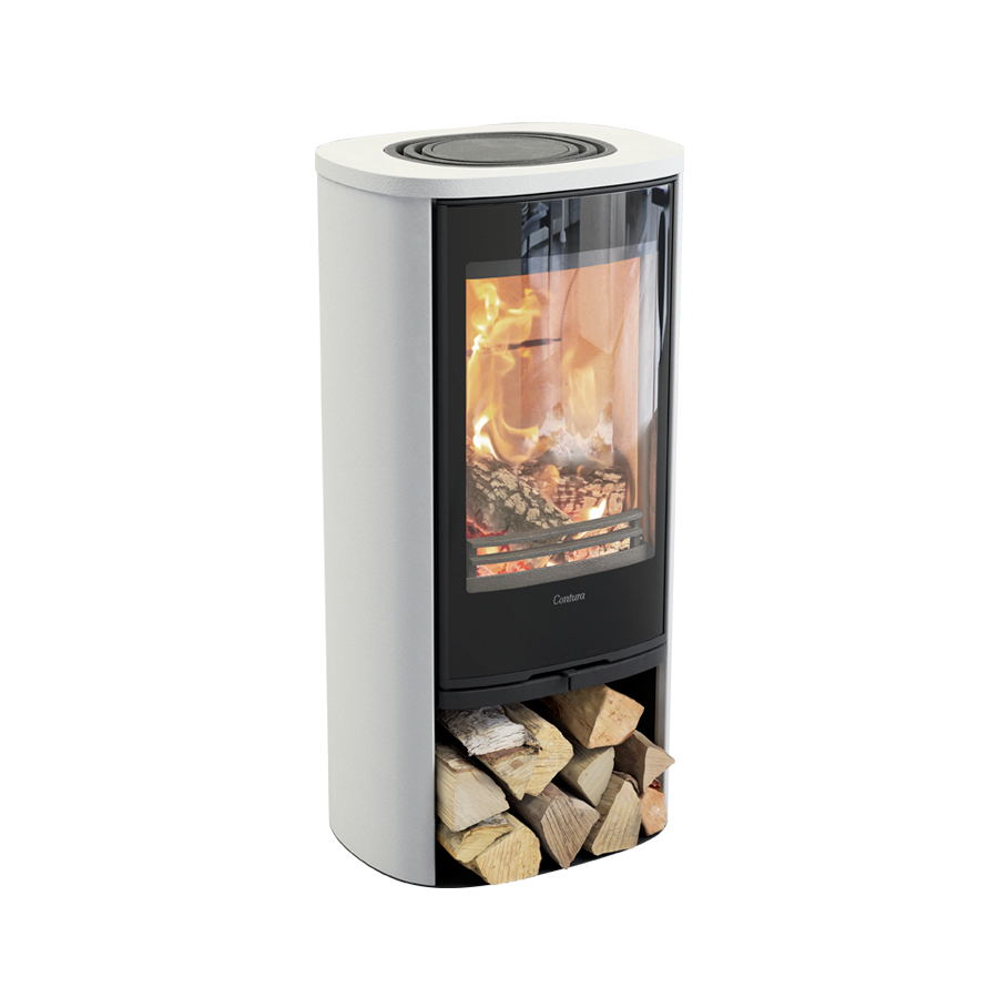 Contura 810 Style, Schwedenofen, Glasfront, Aluminium, Weiss