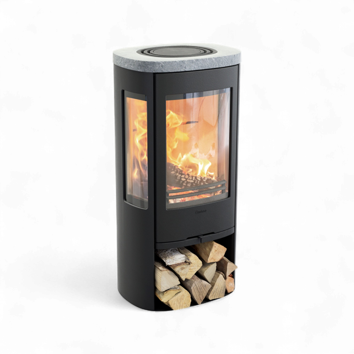 Contura 856 Style, Schwedenofen, Stahl, Gusseisenfront, Speckstein, Schwarz