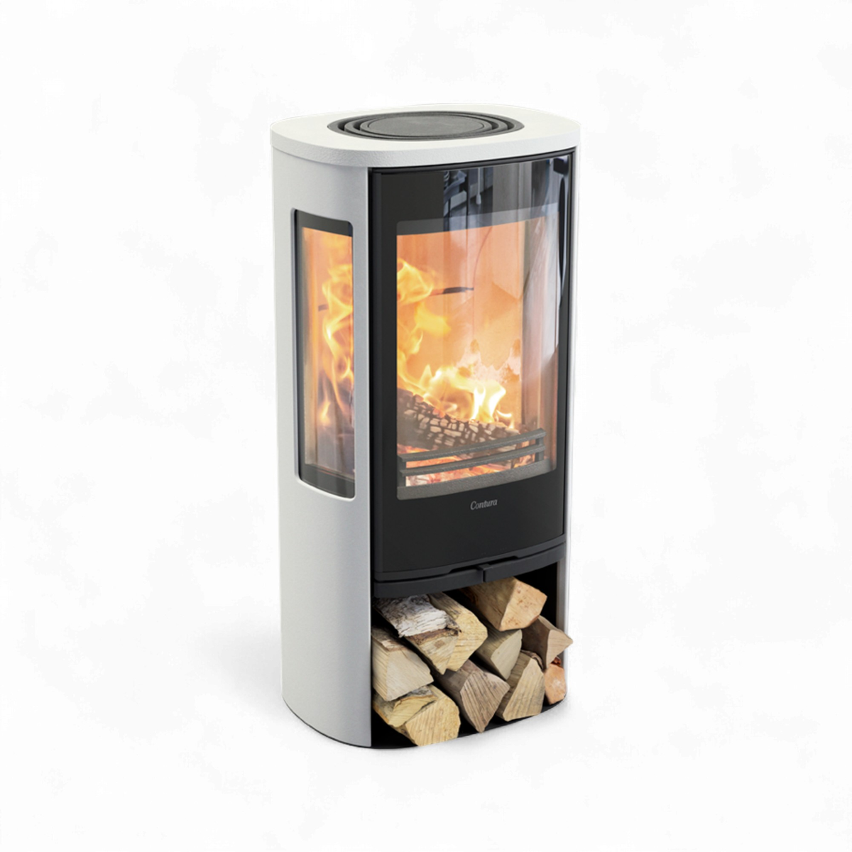 Contura 856 Style, Schwedenofen, Stahl, Glasfront, Aluminium, Weiss