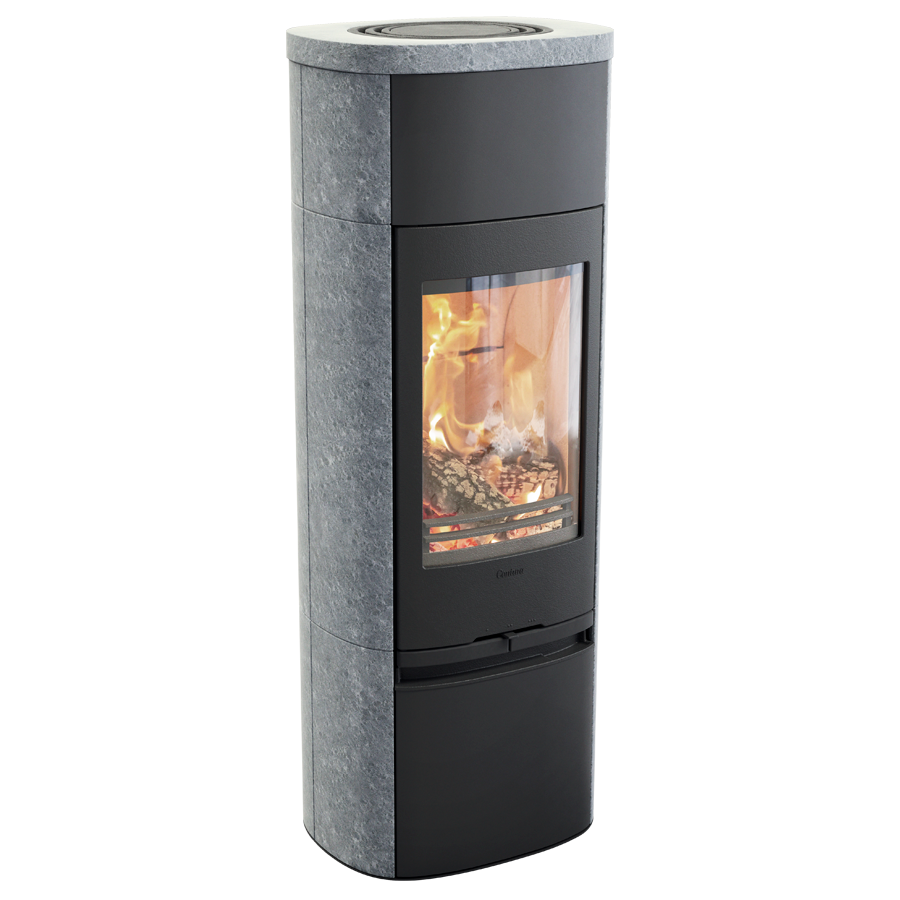 Contura 890 Style, Schwedenofen, Speckstein, Gusseisenfront, Serienmässig, Schwarz