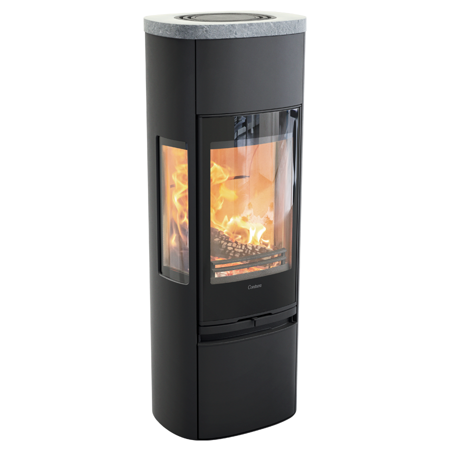 Contura 896 Style, Schwedenofen, Glasfront, Speckstein, Schwarz
