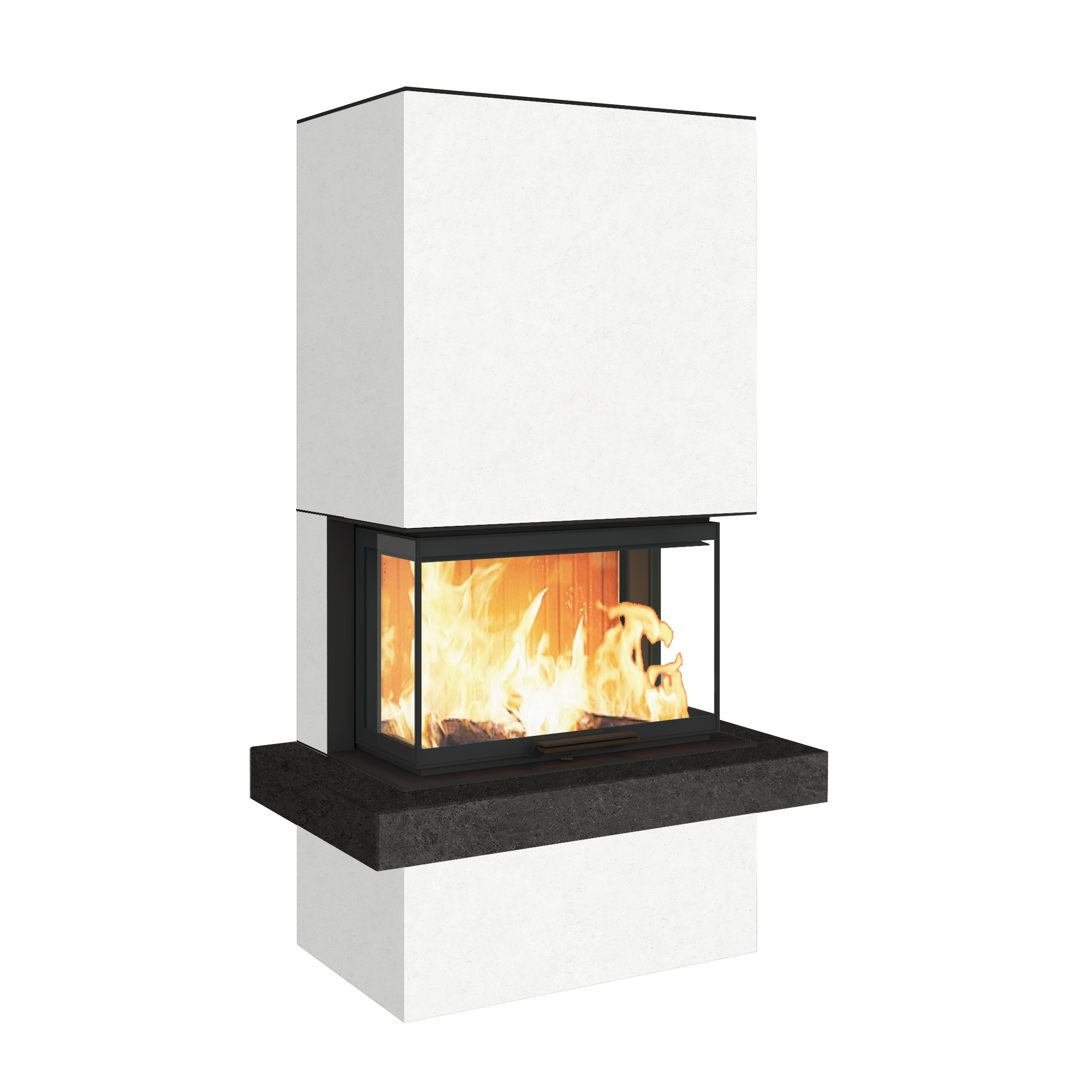 Neocube P24 FLR -Keramik Oberteil und Unterteil Bera Ice FF, Feuertisch Beren Black soft