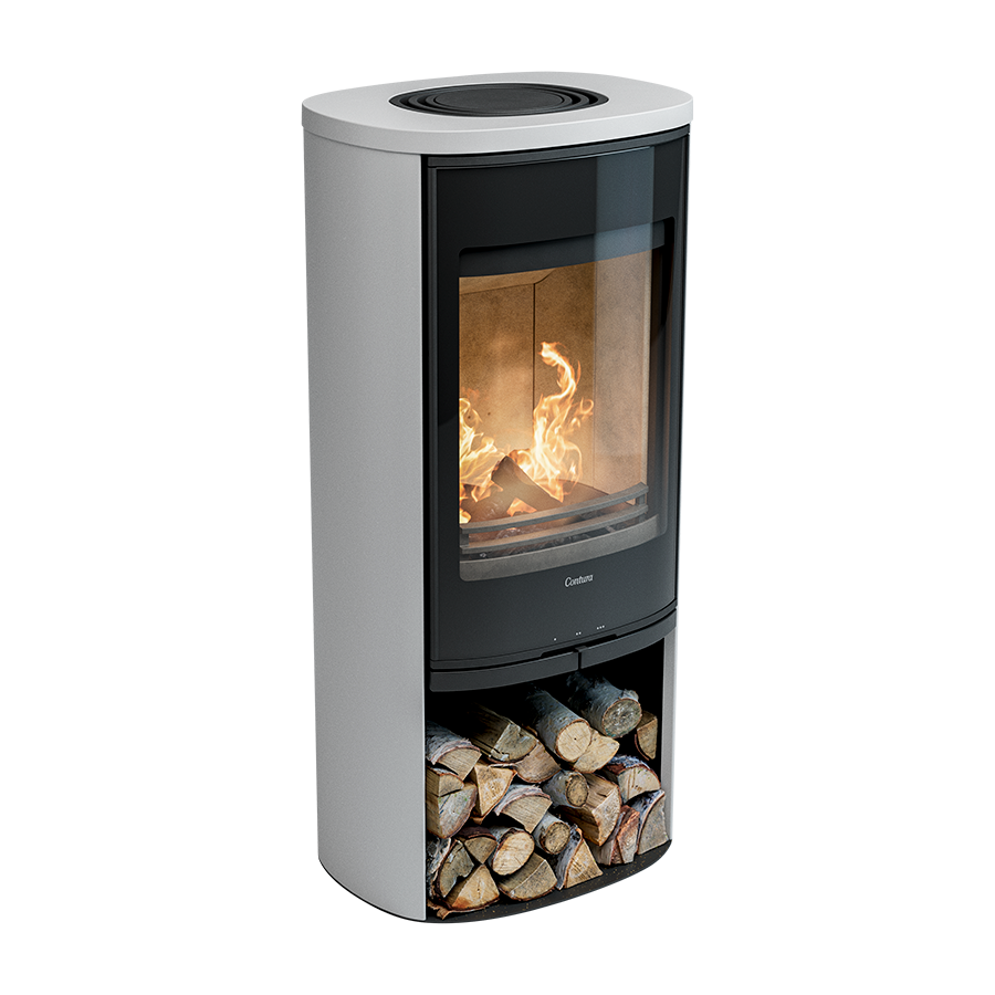 Contura 910 Style, Schwedenofen, Glasfront, Aluminium, Weiss