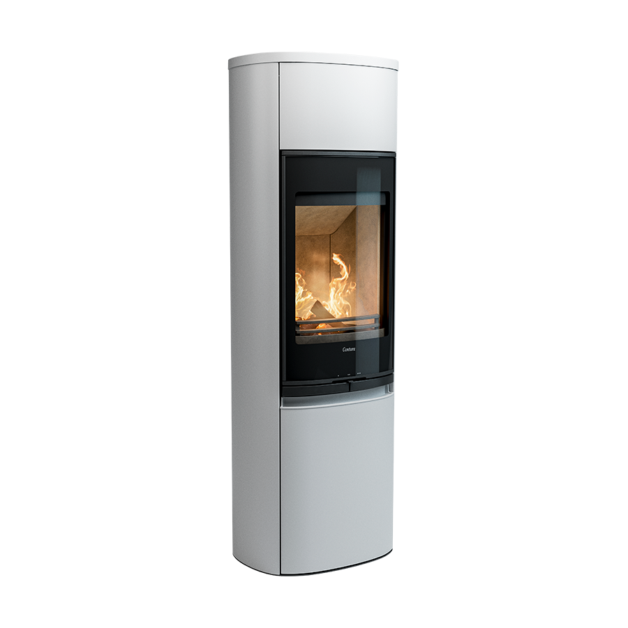 Contura 990 Style, Schwedenofen, Stahl, Glasfront, Aluminium, Weiss