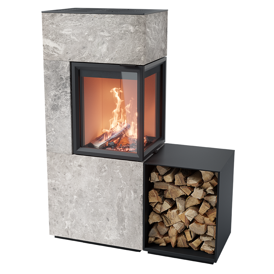 Contura 420T, Schwedenofen, rechtsbündig mit hellem Thermotte und Holzfach