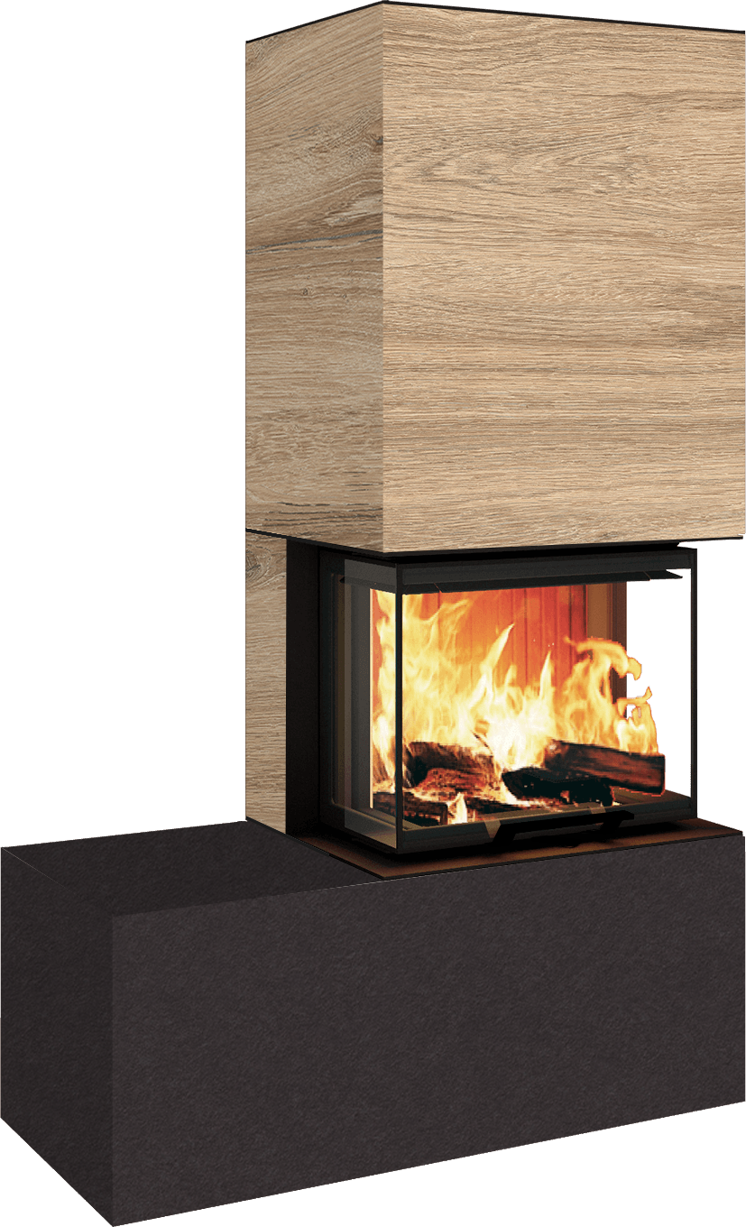 Neocube P13 FLR - Keramik Oberteil Phedra, Unterteil Nero Zimbabwe, Bank links