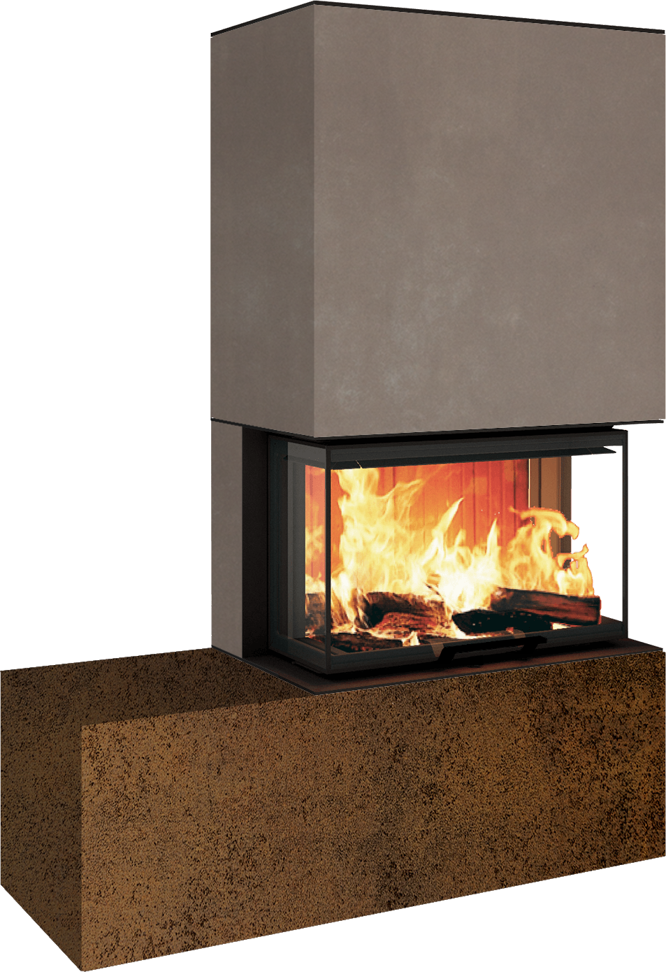 Neocube P23 - Keramik Oberteil und Unterteil Iron Corten Bank links