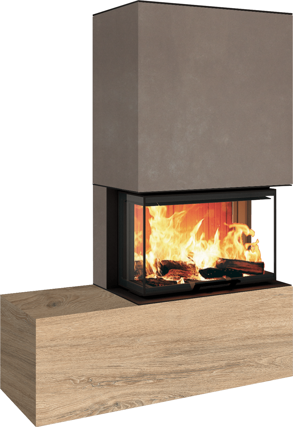 Neocube P23 - Keramik Oberteil und Unterteil Iron Corten Bank links
