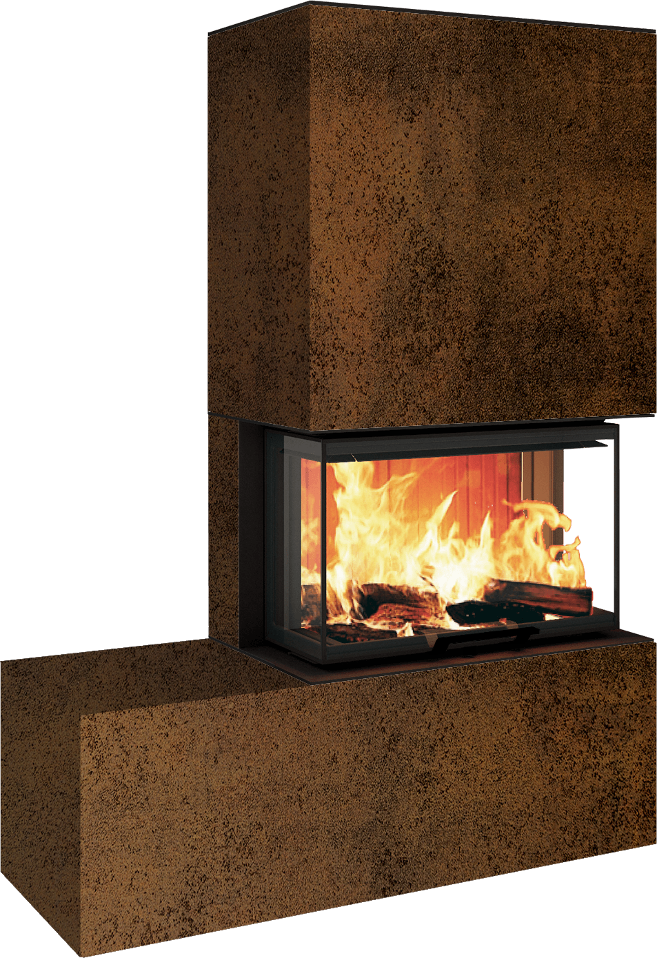 Neocube P23 - Keramik Oberteil und Unterteil Iron Corten Bank links