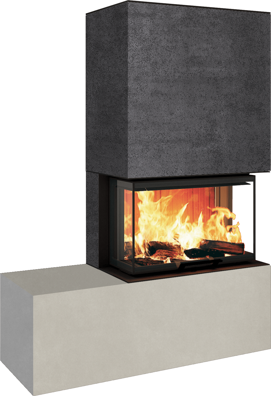 Neocube P23 - Keramik Oberteil und Unterteil Iron Corten Bank links