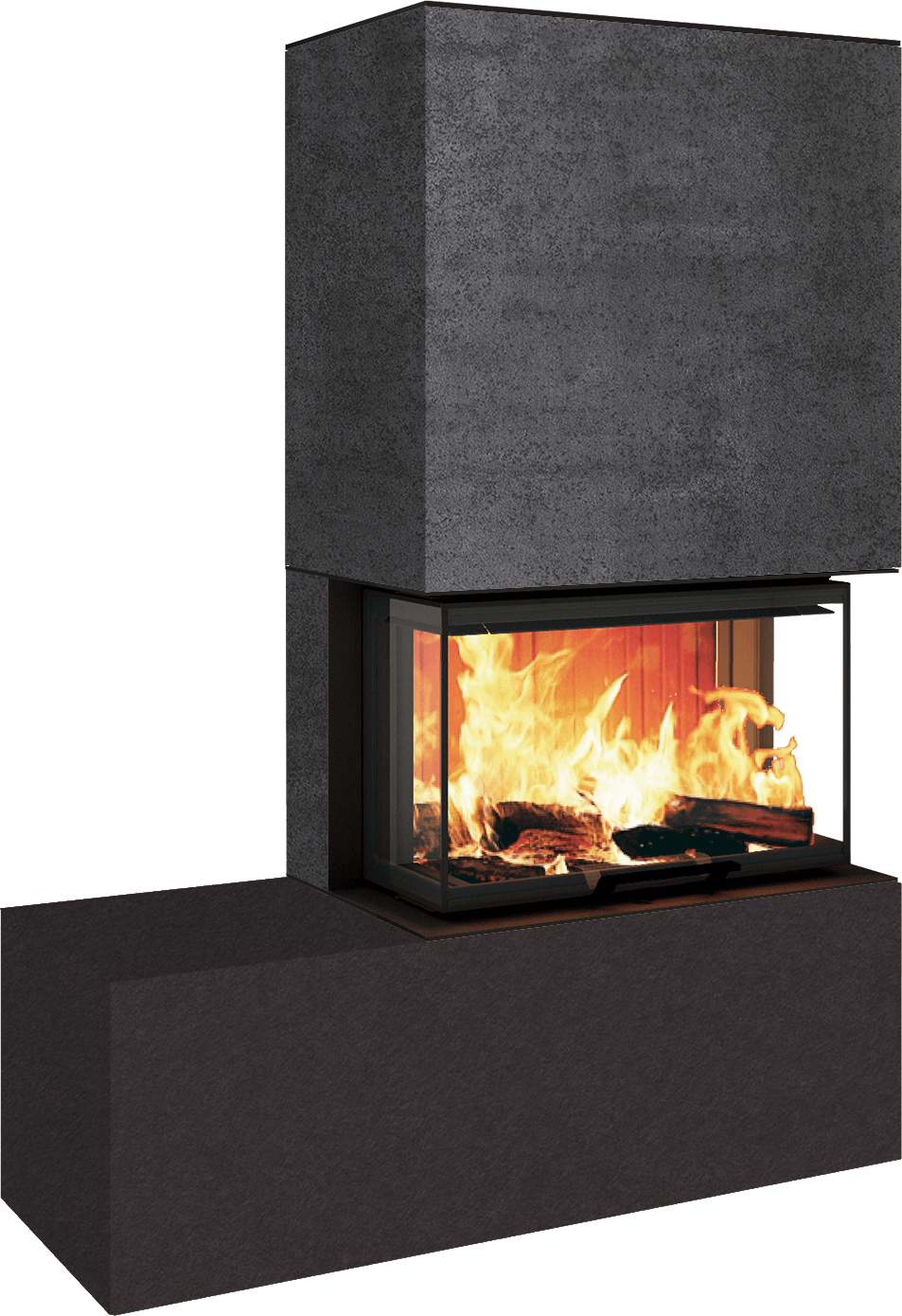 Neocube P23 - Keramik Oberteil und Unterteil Iron Corten Bank links