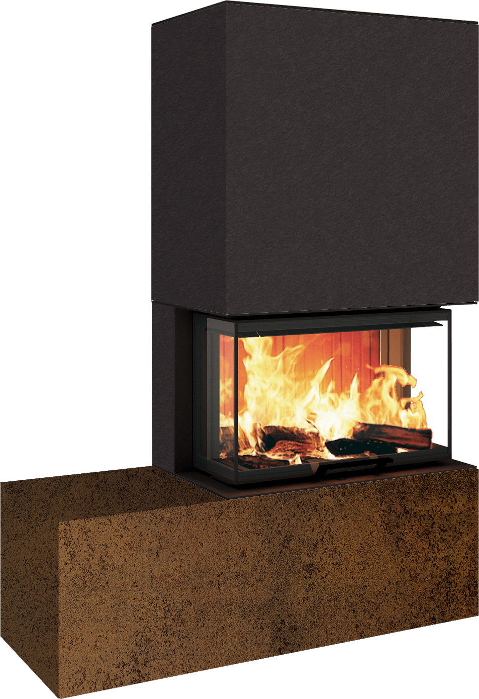 Neocube P23 - Keramik Oberteil und Unterteil Iron Corten Bank links
