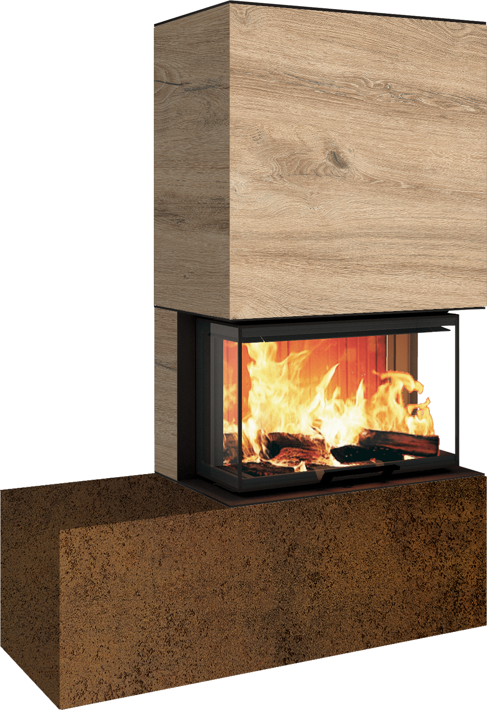 Neocube P23 - Keramik Oberteil und Unterteil Iron Corten Bank links