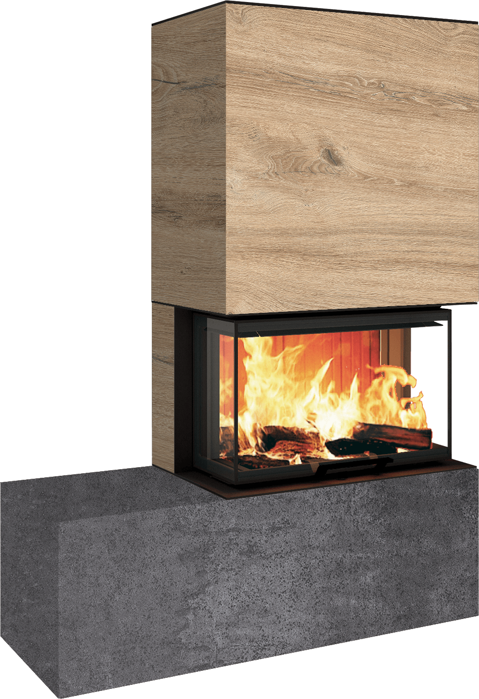 Neocube P23 - Keramik Oberteil und Unterteil Iron Corten Bank links