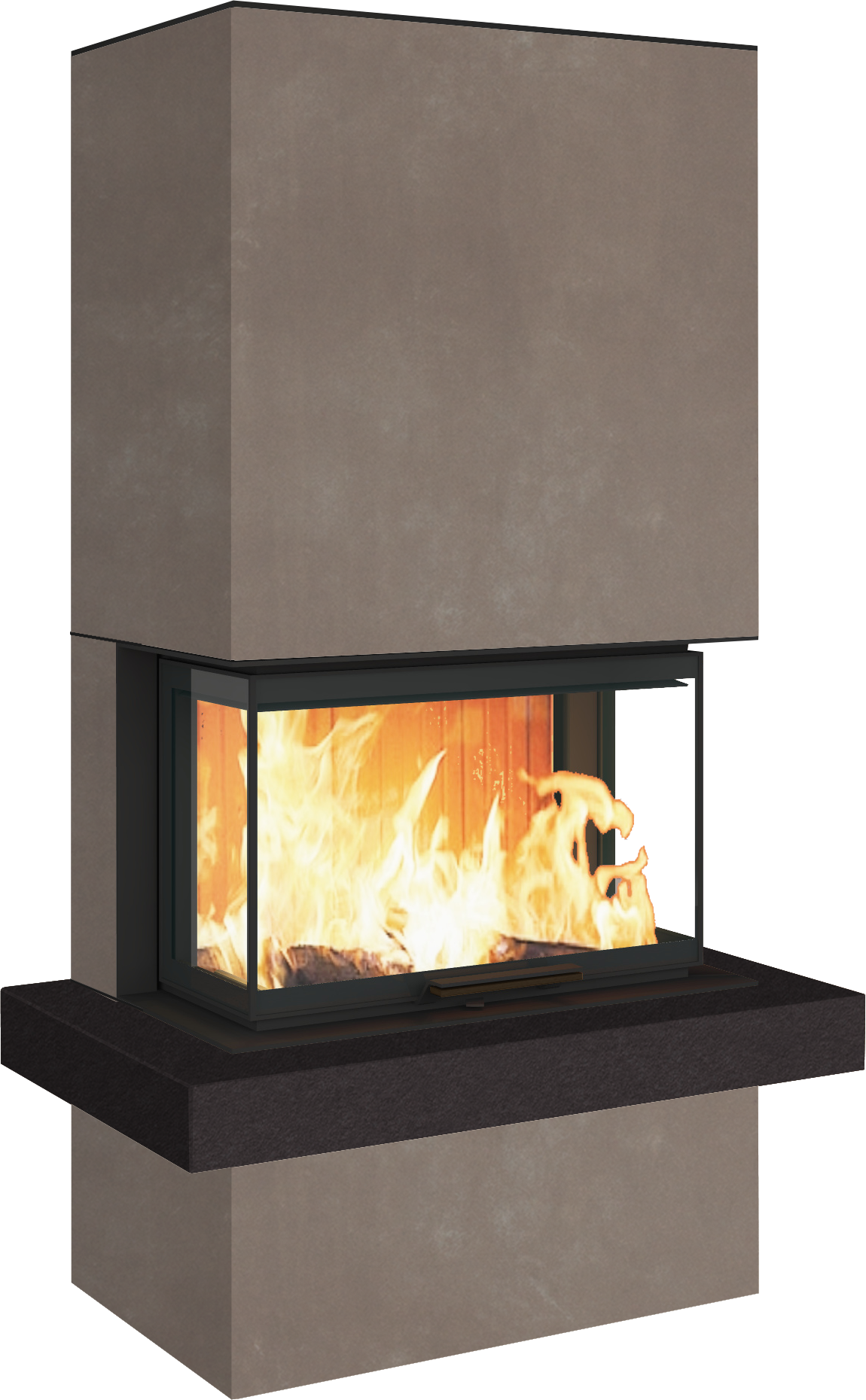 Neocube P24 FLR -Keramik Oberteil und Unterteil Bera Ice FF, Feuertisch Beren Black soft