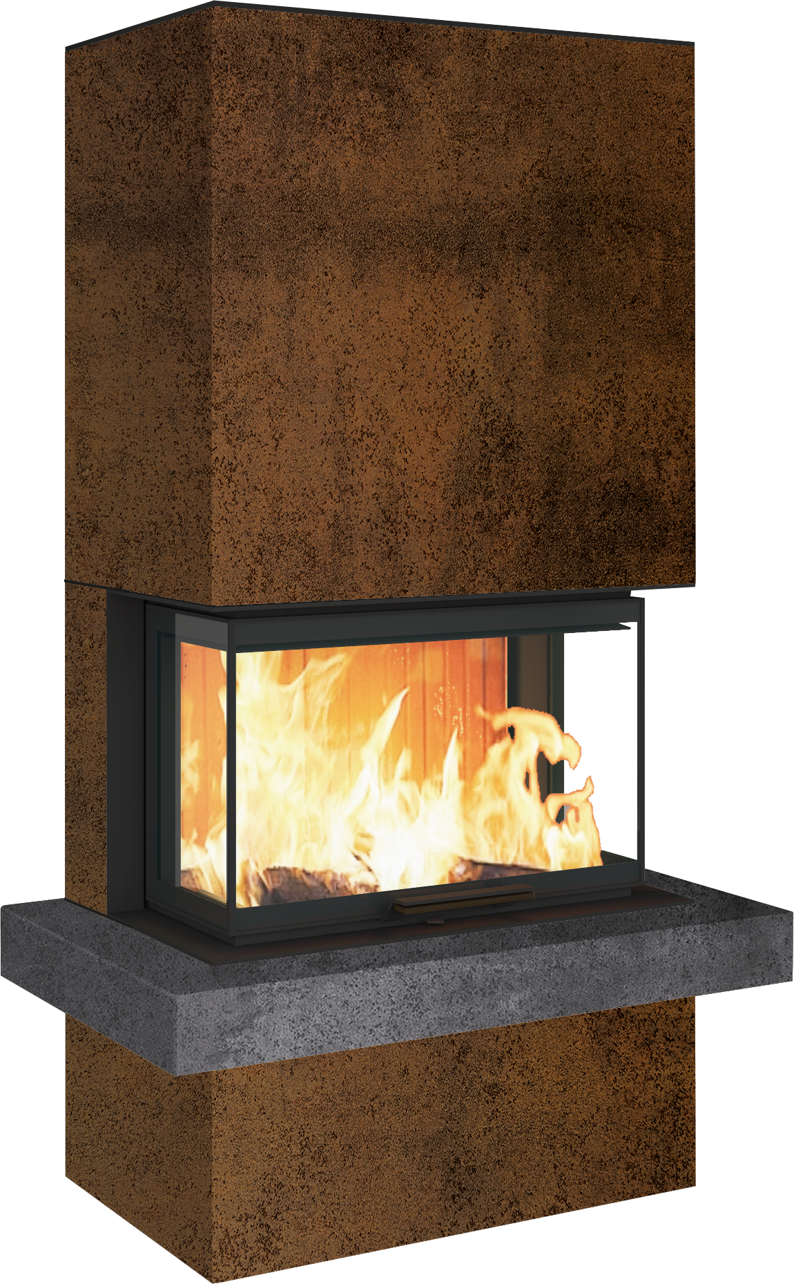 Neocube P24 FLR -Keramik Oberteil und Unterteil Bera Ice FF, Feuertisch Beren Black soft