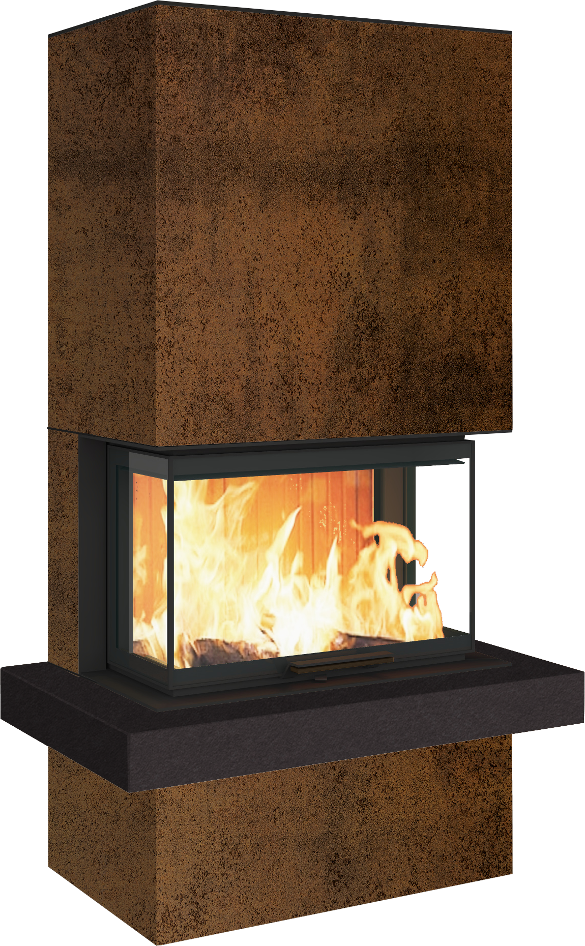 Neocube P24 FLR -Keramik Oberteil und Unterteil Bera Ice FF, Feuertisch Beren Black soft