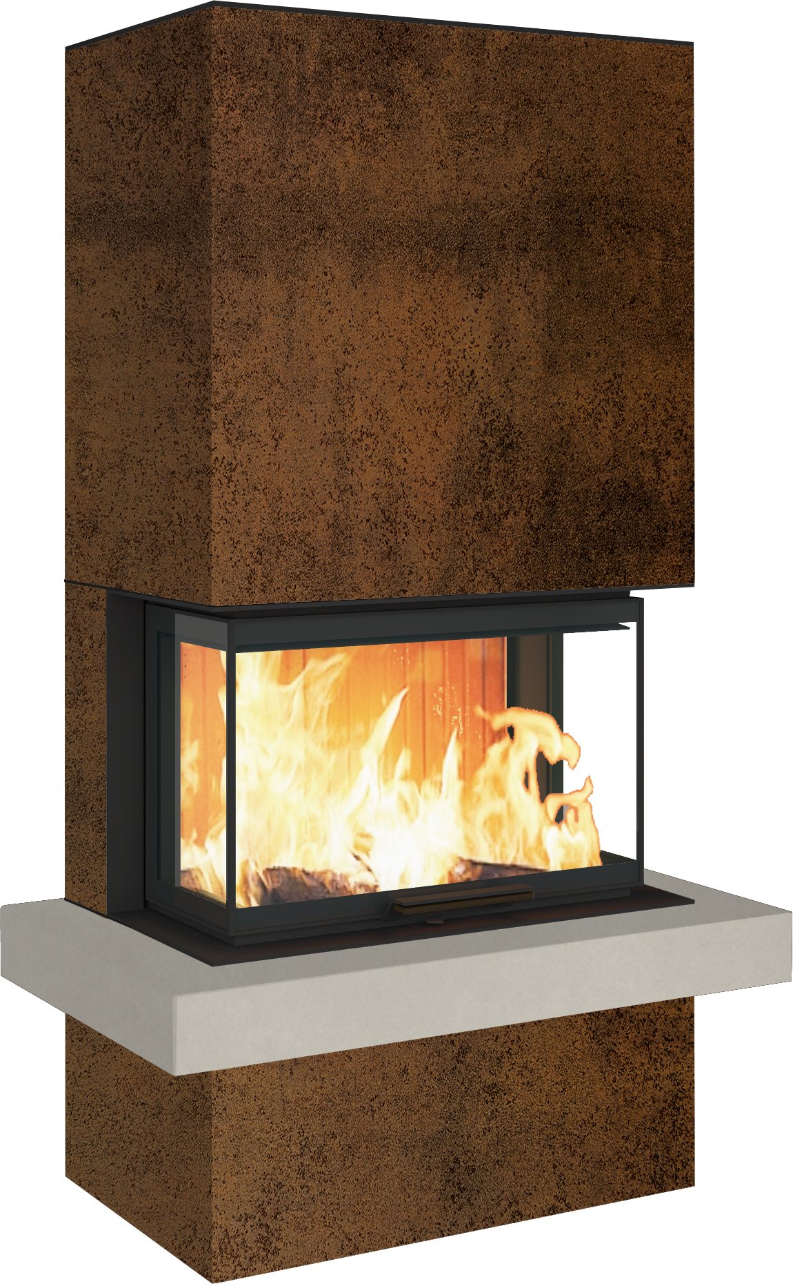 Neocube P24 FLR -Keramik Oberteil und Unterteil Bera Ice FF, Feuertisch Beren Black soft