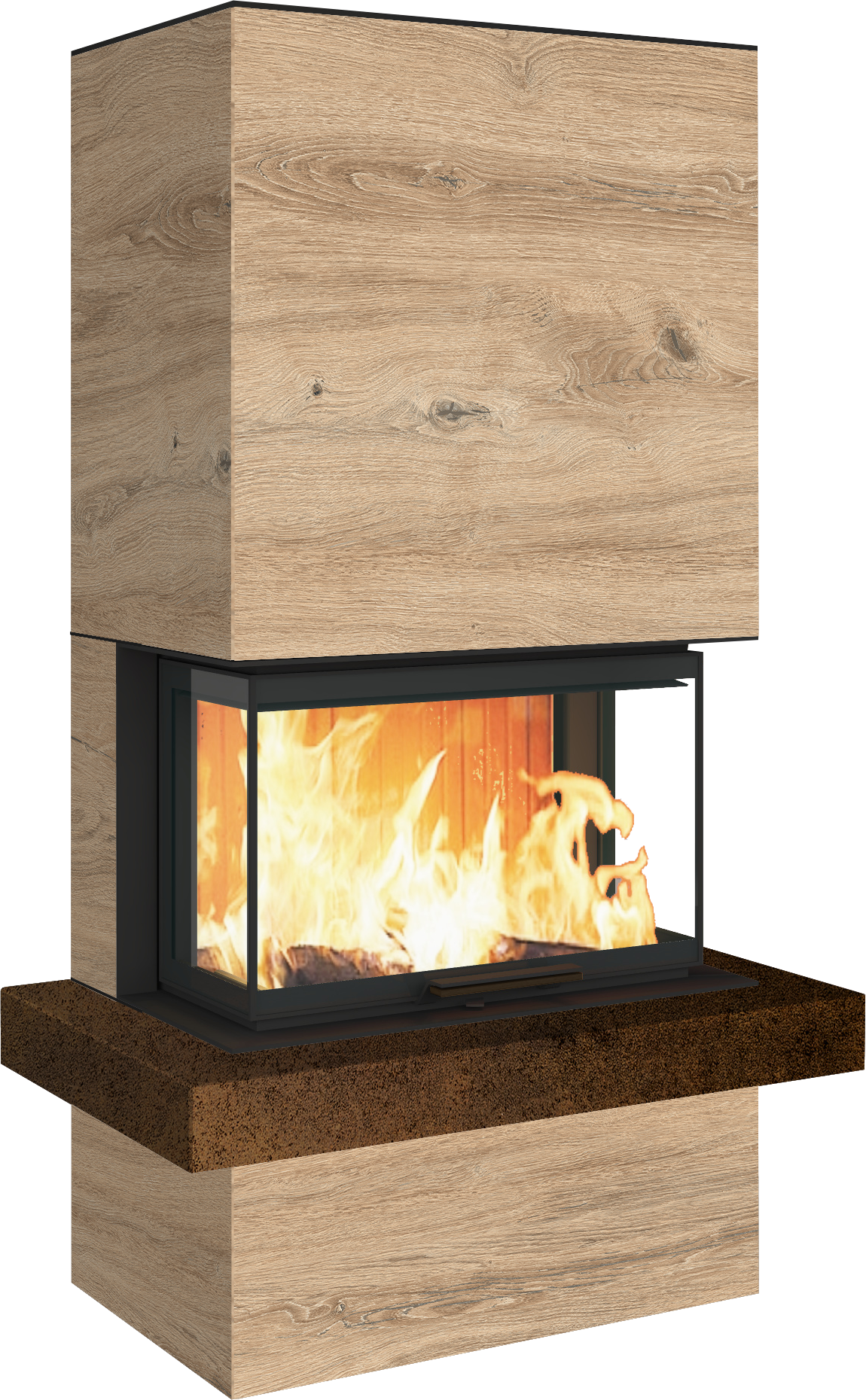 Neocube P24 FLR -Keramik Oberteil und Unterteil Bera Ice FF, Feuertisch Beren Black soft