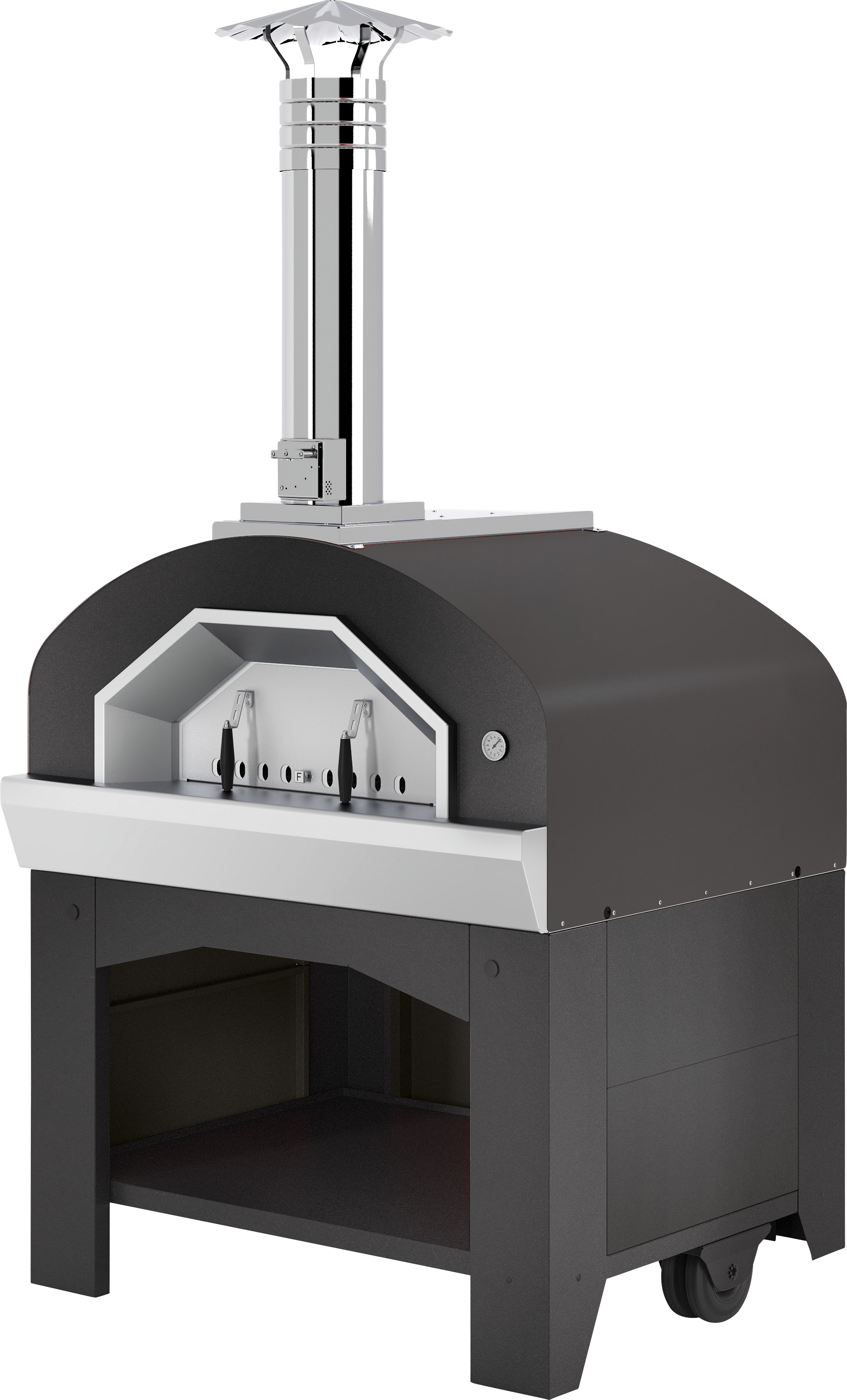 Prometeo Profi Pizza- und Brotbackofen 90/120 cm – inkl. Unterbau, Schwarz