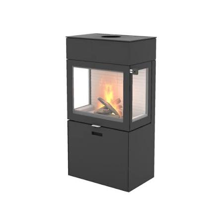 Attika 600 MAX, Stahl schwarz, mit 2 Aufsatzmodule, Seitenfenster und Seitenbank schmal