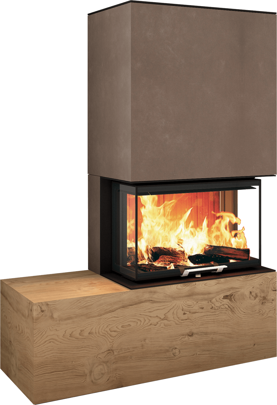 Neocube P23 - Keramik Oberteil und Unterteil Iron Corten Bank links