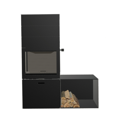 Attika 600 MAX, Stahl schwarz, mit 3 Aufsatzmodule, Seitenfenster und Seitenbank breit