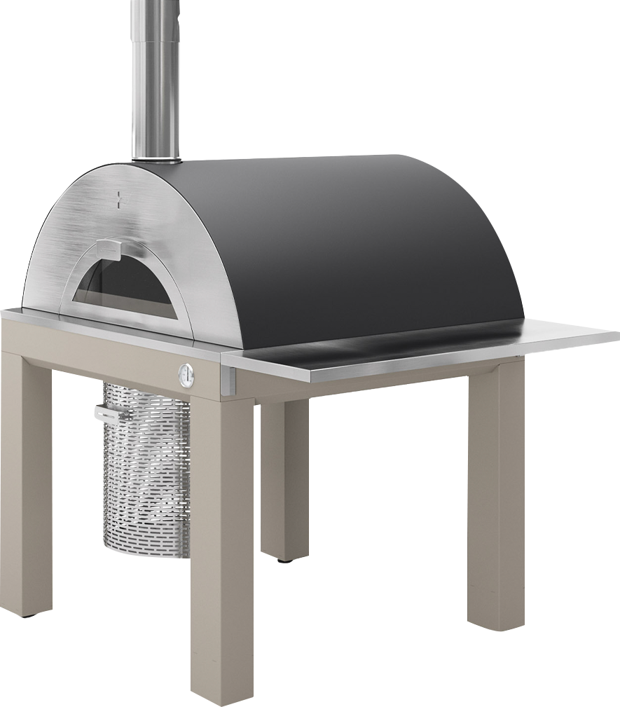 Bellagio Pizza- und Brotbackofen 80/80 cm – inkl. Unterbau, Schwarz