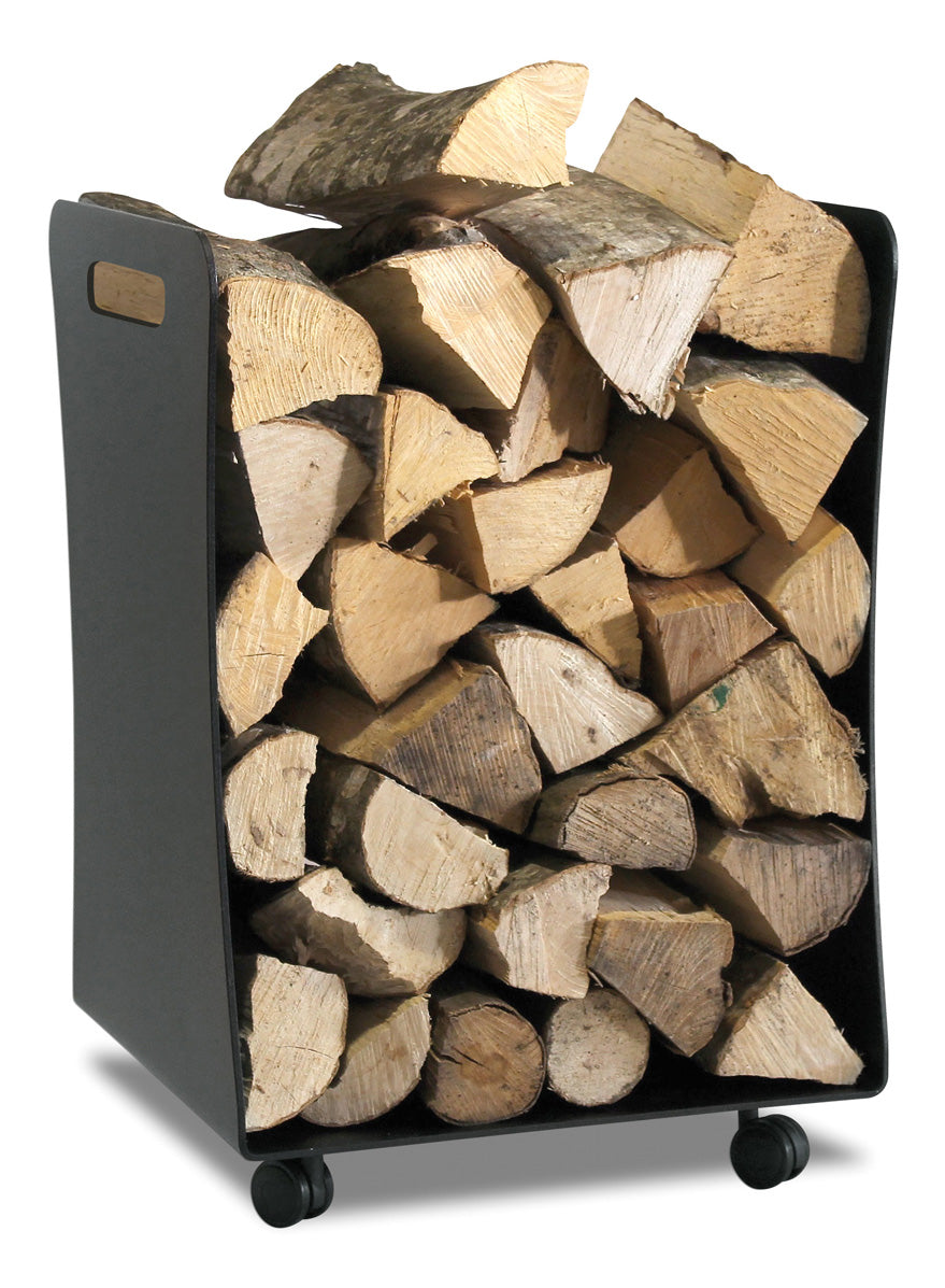 Holzkorb mit Rollen, schwarz beschichtet exkl. Holzstapel