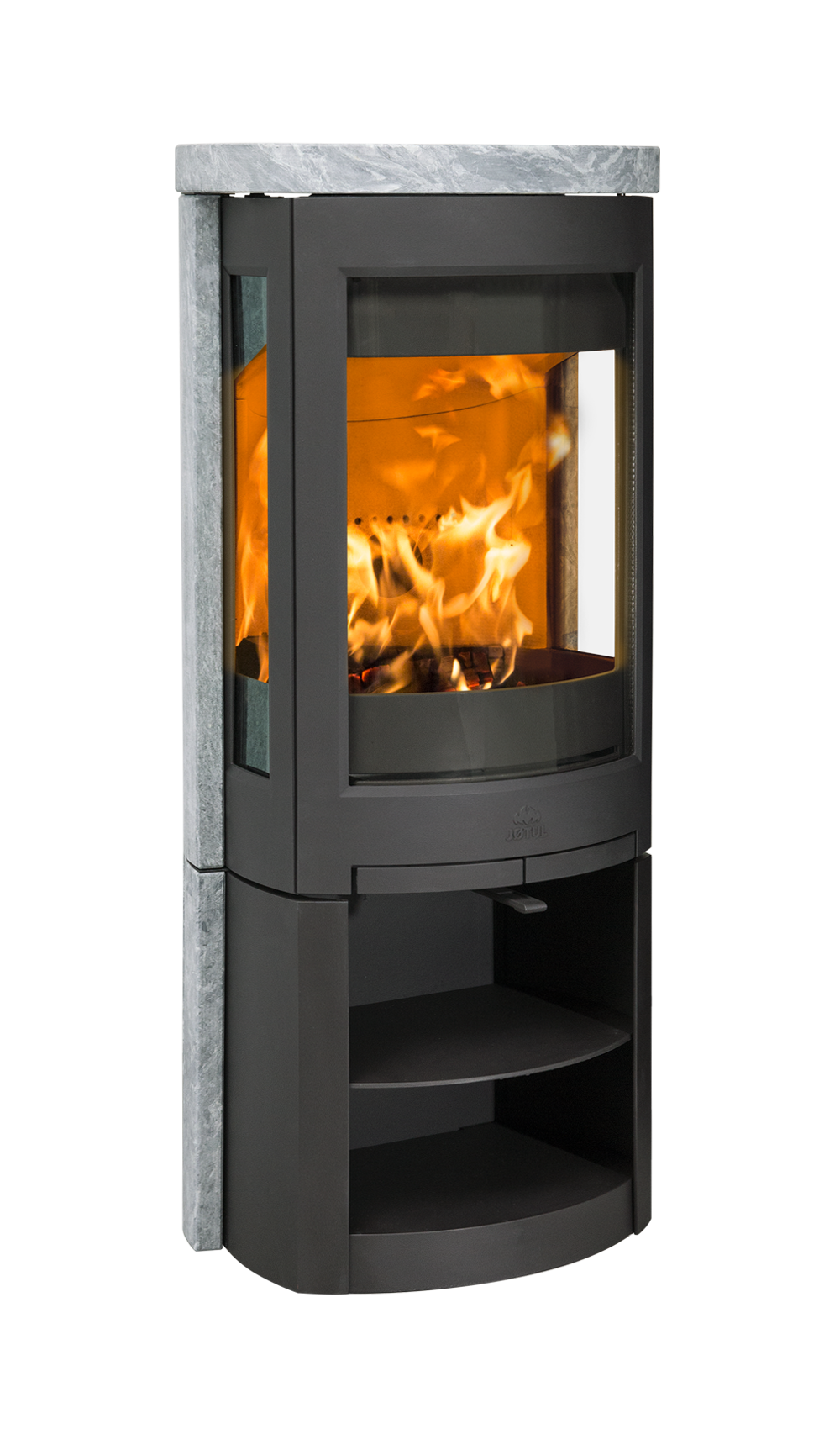 Jotul F 377 Speckstein, Korpus Schwarz mit Seitenfenstern