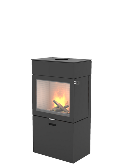 Attika 600 MAX, Stahl schwarz, mit 2 Aufsatzmodule, Seitenfenster und Seitenbank schmal