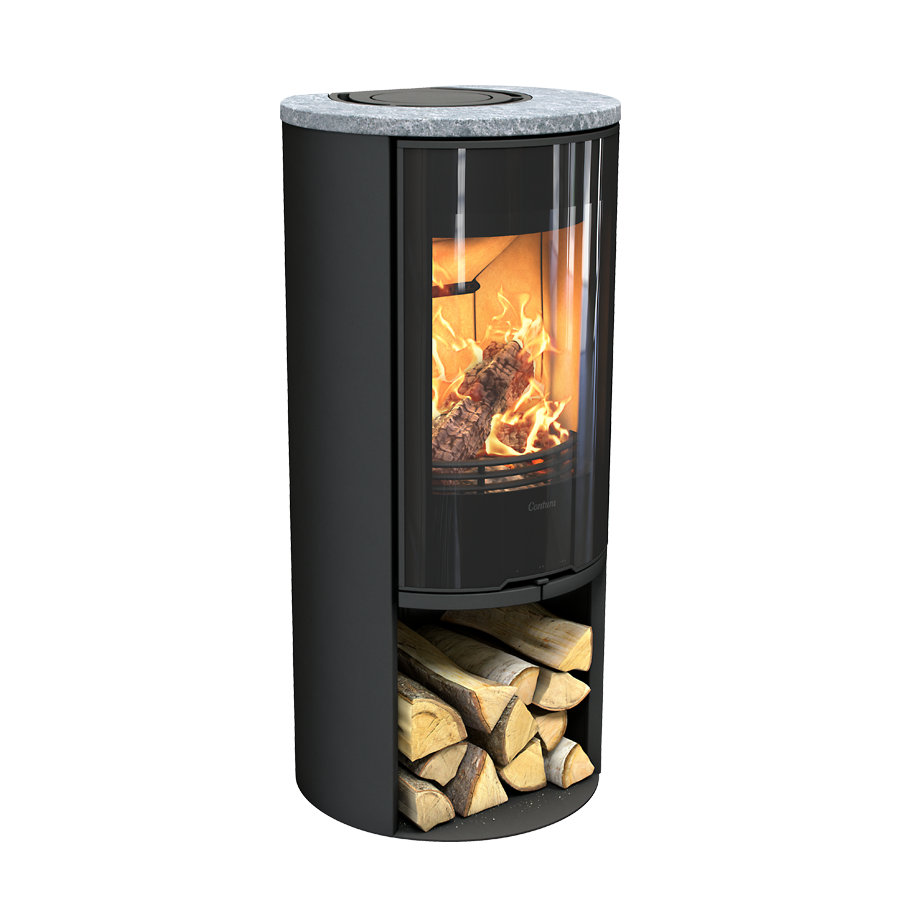 Contura 510 Style, Schwedenofen, Glasfront, Speckstein, Schwarz