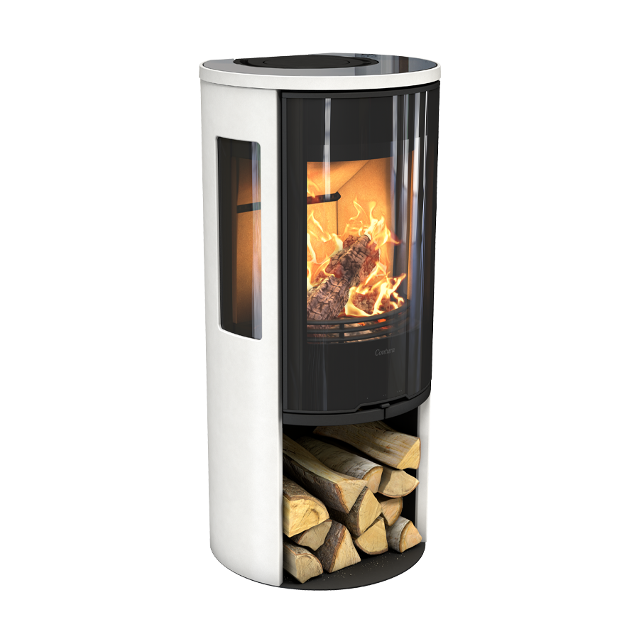 Contura 556G Style, Schwedenofen, Glasfront Abdeckung aus Aluminium, weiss