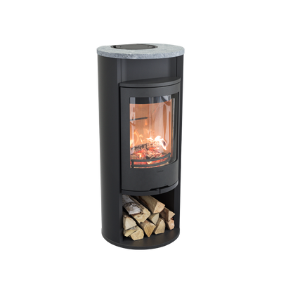 Contura 610 Style, Schwedenofen, Stahl, Gusseisenfront, Speckstein-Abdeckung, Warmhaltefach, Schwarz
