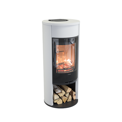 Contura 610 Style, Schwedenofen, Stahl, Glasfront, Aluminium-Abdeckung, Frontblende, Weiss