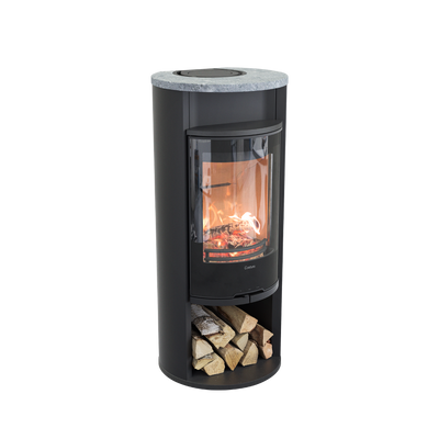 Contura 610 Style, Schwedenofen, Stahl, Glasfront, Speckstein-Abdeckung, Warmhaltefach, Schwarz