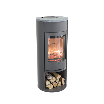 Contura 610 Style, Schwedenofen, Stahl, Gusseisenfront, Speckstein-Abdeckung, Frontblende, Grau