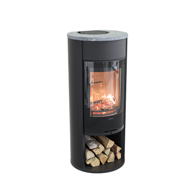 Contura 610 Style, Schwedenofen, Stahl, Glasfront, Speckstein-Abdeckung, Frontblende, Schwarz