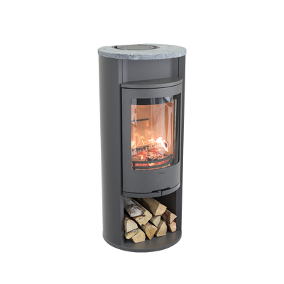 Contura 610 Style, Schwedenofen, Stahl, Gusseisenfront, Speckstein-Abdeckung, Warmhaltefach, Grau